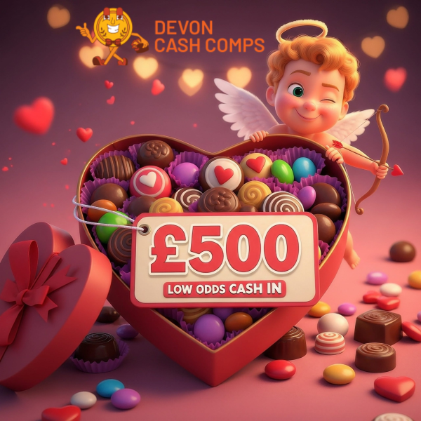 £500 CASH DRAW,LOW ODDS ends Friday 13th Febuary